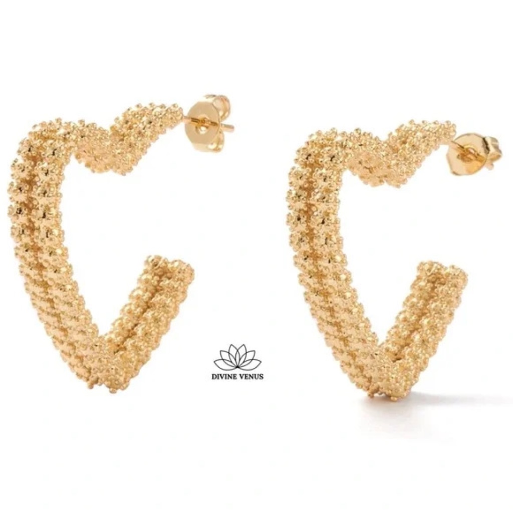 Heart Hoop Earrings | Gold Plated Brass
